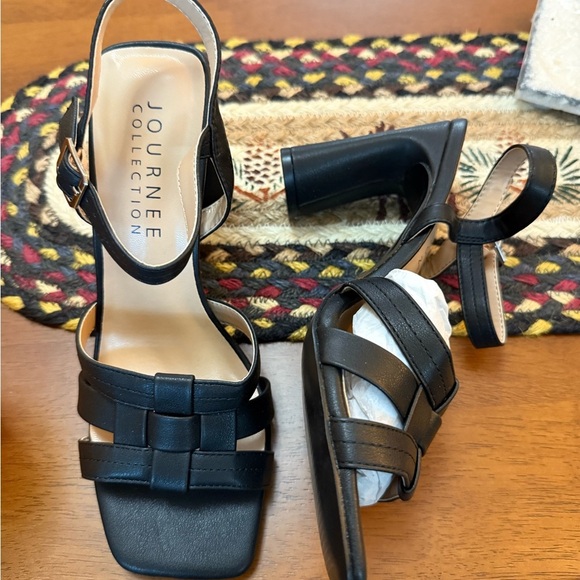 New nib journee collection black heels sandals sz 7 - Picture 4 of 6
